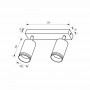 Spot dublu reglabil Vivalux KING, 2xGU10, max 2x35W, IP20, 220х55х165mm, Alb, becuri neincluse