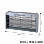 Lampa UV Anti-Insecte, 2R Insect Killer, 2x20W, IP20, 64x25x7cm