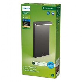 Stalp LED pentru exterior Philips BUSTAN, 3.8W, 800 lm, lumina calda (2700K), IP44, 400x220x90mm, Antracit