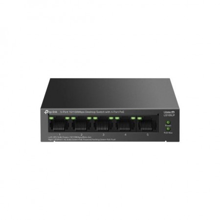 "5-Port 10/100 Mbps Desktop Switch with 4-Port PoE PORT: 4× 10/100 Mbps PoE Ports, 1× 10/100 Mbps Non-PoE Port SPEC: 802.3af, 41