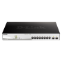 D-Link Switch 10 porturi POE smart maaged DGS-1210-10MP, Interfata: 8 x 10/100/1000Mbps, 2 x100/1000 SFP, Capacitate switch: 20 