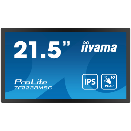 IIYAMA 21,5" Bonded PCAP Bezel Free 10P Touch with Anti-Fingerprint coating, 1920x1080, IPS panel, DisplayPort, HDMI, 525cd/m² (