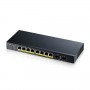 Switch Zyxel GS1900-10HP v2, 8-port GbE L2 PoE Smart Switch + 2 SFP slots, 802.3at, desktop, fanless, 70 Watt