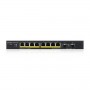 Switch Zyxel GS1900-10HP v2, 8-port GbE L2 PoE Smart Switch + 2 SFP slots, 802.3at, desktop, fanless, 70 Watt