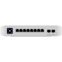 Ubiquiti USW-Pro-8-PoE-EU An 8-port, Layer 3 switch with PoE+ and PoE++ output.