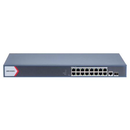 Switch 16 porturi POE Gigabit, Hikvision DS-3E1518P-EI(V2), Web management, 16 × gigabit PoE ports( PoE output power management)