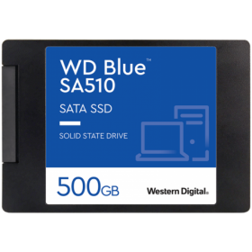 SSD WD Blue SA510 500GB SATA, 2.5", 7mm, Read/Write: 560/510 MBps, IOPS 90K/82K, TBW: 200