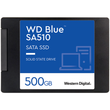 SSD WD Blue SA510 500GB SATA, 2.5", 7mm, Read/Write: 560/510 MBps, IOPS 90K/82K, TBW: 200