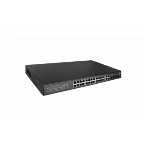 LevelOne GES-2128P  Hilbert 28-Port Gigabit PoE Smart Lite Switch, 24 PoE Outputs, 4 x Gigabit SFP/RJ45 Combo, 802.3at/af PoE, 3