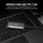 SSD Portabil Corsair EX100U 1TB, viteza de citire 1600MB/s, viteza de scriere 1500MB/s, USB 3.2 2x2, negru