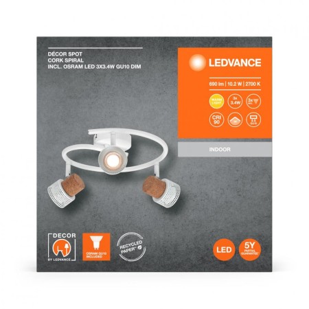 Spot LED triplu ajustabil Ledvance DECOR CORK, 3xGU10, 3x3.4W, 690 ...