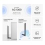 Adaptor Mercusys USB Dual Band High Gain AC1300, Standarde Wireless: IEEE 802.11 a/n/ac 5 GHz, IEEE 802.11 b/g/n 2.4 GH, Rata se
