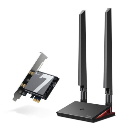 BE9300 Tri-Band Wi-Fi 7 Bluetooth PCI Express Adapter SPEED: 5760 Mbps at 6 GHz + 2880 Mbps at 5 GHz + 688 Mbps at 2.4 GHz SPEC: