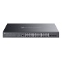 Switch TP-Link 24 porturi, 24x RJ452x 10G, SFP+ (uplink), viteza LAN 10/100/1000 Mbps, buget POE 500 W, Layer 2+, 16 Porturi PoE