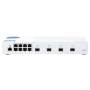 Switch QNAP M408S CPU Marvell 98DX3236, 8 porturi 1Gbps, 4 porturi 10GbE SFP+, destkop, web-managed, adaptor alimentare, garanti