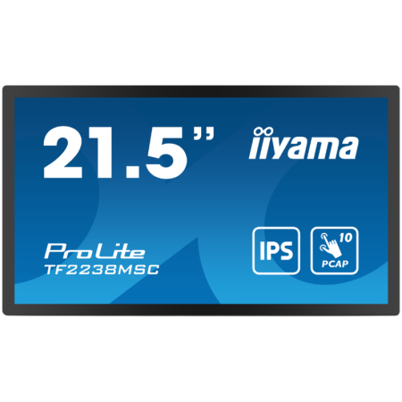 IIYAMA 21,5" Bonded PCAP Bezel Free 10P Touch with Anti-Fingerprint coating, 1920x1080, IPS panel, DisplayPort, HDMI, 525cd/m² (