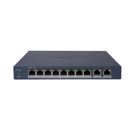 Switch PoE Hikvision DS-3E1510P-EI/M(B): 8 × Gigabit PoE port,2 × Gigabit RJ45 port, 8 porturi PoE maxim 30W, buget PoE 80W, ten