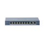 Switch PoE Hikvision DS-3E0310HP-E(C): 8 × 10/100 Mbps PoE port,2 × Gigabit RJ45 port, 16 porturi PoE maxim 30W, buget PoE 130W,