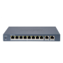 Switch PoE Hikvision DS-3E0310P-E/M(B): 8 × 10/100 Mbps PoE port, and 2 × Gigabit RJ45 port, PoE standard: IEEE 802.3afIEEE 802.