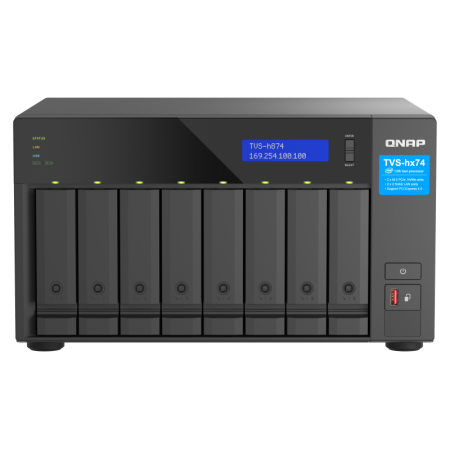 NAS QNAP H874 8-Bay, CPU Intel® Core™ i7 12-core 20-thread Processor, RAM 32GB (2x 16GB) DDR4 SODIMM (Max. 64GB), 8 x 2.5"/3.5" 