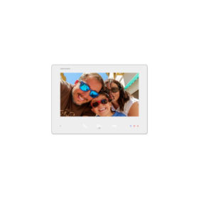 Monitor video interfon color Hikvision DS-KH7300EY-TE2/WH, 7-inch Colorful TFT screen, rezolutie: 1024 × 600, 3 butoane, 10/100 