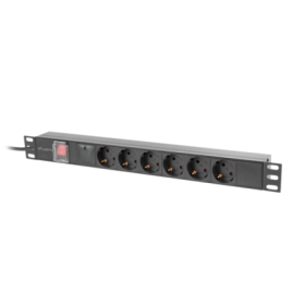 Unitate distributie alimentare PDU 19", 1U, 10A, 6 prize , negru, C14