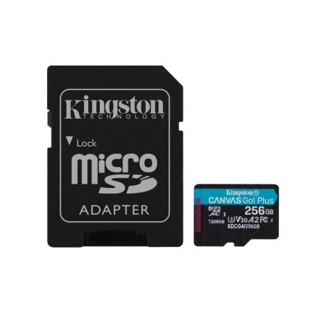 Kingston 256GB microSDXC Canvas Go Plus Gen4 200MB/s A2 U3 V30 Card + Adapter