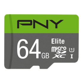 PNY Elite. Capacity: 64 GB, Flash card type: MicroSDXC, Flash memory class: Class 10, Internal memory type: UHS-I, Read speed: 1