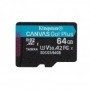 Card de Memorie MicroSDXC Kingston Canvas GO Plus, 64GB, Adaptor SD, Class 10