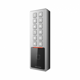 Cititor de proximitate cu tastatura Hikvision DS-K1T805MX, M1 card, RS-485 and Wiegand (W26, W34), network interface, alimentare