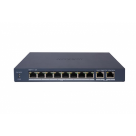 Switch 8 porturi Gigabit, Hikvision DS-3E1510P-EI/M, 8 × gigabit PoE ports, and 2 × Gigabit RJ45, IEEE 802.3af,IEEE 802.3at,  MA