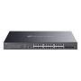 Switch TP-Link 24 porturi, 24x RJ452x 10G, SFP+ (uplink), viteza LAN 10/100/1000 Mbps, buget POE 500 W, Layer 2+, 16 Porturi PoE