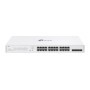 Switch TP-Link cu 28 de porturi, 24× Gigabit 802.3af/at PoE+ ports si 4× Gigabit SFP slots, capacitate switch 56 Gbps, dimensiun