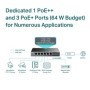 "6-Port Gigabit Desktop Switch with 3-Port PoE+ and 1-Port PoE++ PORT: 1× Gigabit PoE++ Port, 3× Gigabit PoE+ Ports, 2x Gigabit 