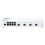 Switch QNAP M408S CPU Marvell 98DX3236, 8 porturi 1Gbps, 4 porturi 10GbE SFP+, destkop, web-managed, adaptor alimentare, garanti