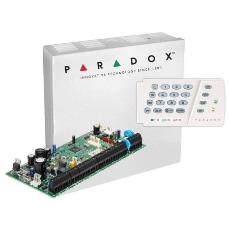 Centrala Paradox SP6000+ 8 zone pe placa (16 cu dublare zona ATZ)2 PGM pe placa, extensibile la 16 (dintre care oricare poate fi