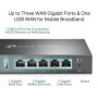 "Omada Gigabit VPN Router PORT: 1× Gigabit RJ45 WAN Port, 2× Gigabit RJ45 WAN/LAN Ports, 2× Gigabit RJ45 LAN Ports, 1× USB 2.0 P