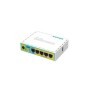 ROUTER MIKROTIK RB750UPR2, hEX PoE lite, 5xLAN Fast Ethernet (four withPoE out), USB, 64MB RAM, RouterOS L4,plastic case and PSU
