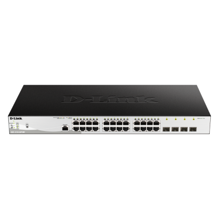 D-Link Switch DGS-1210-28P/ME, 24 porturi Gigabit PoE Base-T, 4 porturi SFP1000Mbps, Capacity 56Gbps, 19" Rackmount, WebSmart, 2
