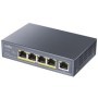 CUDY 5-Port 10/100/1000M PoE+ Switch 60W, 5 10/100/1000M ports with 4POE+ Ports Unmanaged Switch with UL power adapter IEEE802.3
