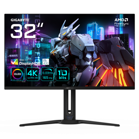 Gigabyte AORUS FO32U gaming monitor diagonala 31.5", 699.48 x 394.73 mm, OLED, Anti-Reflection, Rezolutie: 3840 x 2160 (UHD), Lu