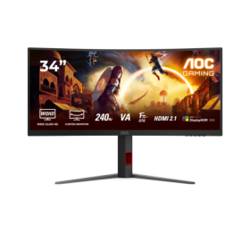 Monitor AOC 34" CU34G4Z, Curvature: 1500R, Diagonal (inch): 34, Diagonal (cm): 87, Aspect ratio: 21:9, Panel: VA, Resolution: 34