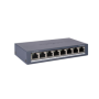 Switch Hikvision DS-3E0508-O: 8 × Gigabit RJ45 port maxim 3W, tensiune alimentare: 5VDC, 0.6A, dimensiuni: 145.00 mm × 25.60 mm 