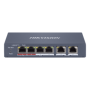 Switch 4 porturi PoE Hikvision DS-3E1106HP-EI 4 × 100 Mbps PoE RJ45 ports, 2 × 100 Mbps network RJ45 ports,IEEE 802.3at/af/bt st