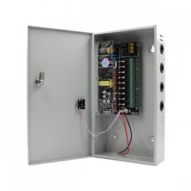Surse alimentare 12V pentru camere Sursa alimentare CCTV 12V 8A 9 iesiri cu backup STR1208-09CB Strong Euro Power