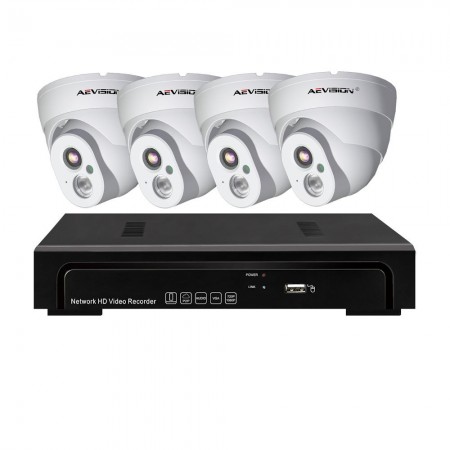 Sisteme de supraveghere Sistem supraveghere video IP PoE 4 camere dome 1080P Aevision AEVISION