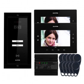 Videointerfoane Videointerfon Electra Extra 7” pentru 2 familii montaj incastrat - negru ELECTRA