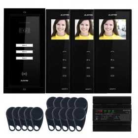 Videointerfoane Videointerfon Electra Smart+ 3.5” pentru 3 familii montaj incastrat - negru ELECTRA