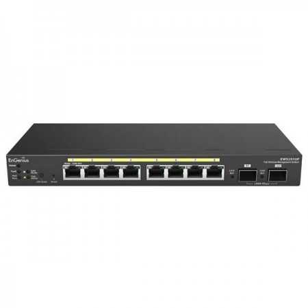 Wireless Management 20AP 8-port GbE PoE.af Switch 61.6W 2GbE 2SFP smart+ DT (Network Switch, Power Adapter (48V/1.75A), Power co