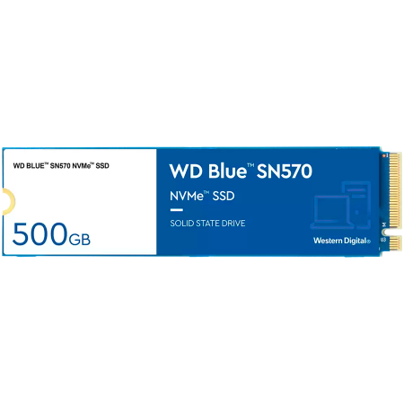 SSD WD Blue SN570 500GB M.2 2280 PCIe Gen3 x4 NVMe TLC, Read/Write: 3500/2300 MBps, IOPS 360K/390K, TBW: 300